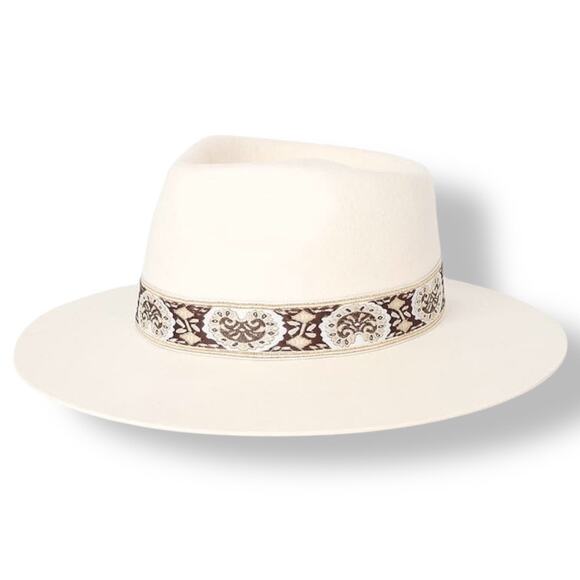 Lack of Color Beverly Ivory 100% Wool Wide Brimmed Fedora Hat Size Small NWT - Picture 1 of 7